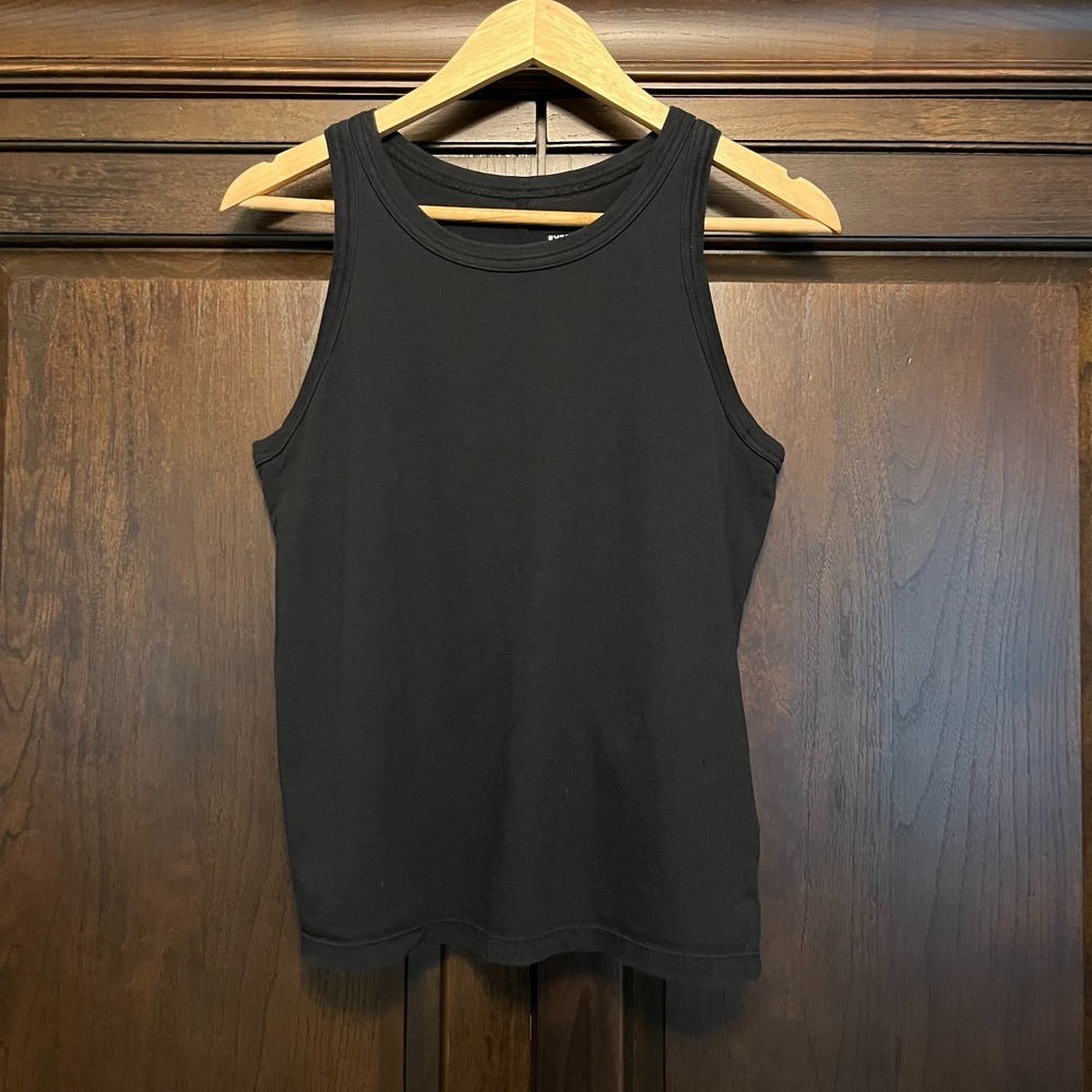 Everlane 100% Organic Cotton Black Tank Top Womens Sz M Minimalist Closet Staple